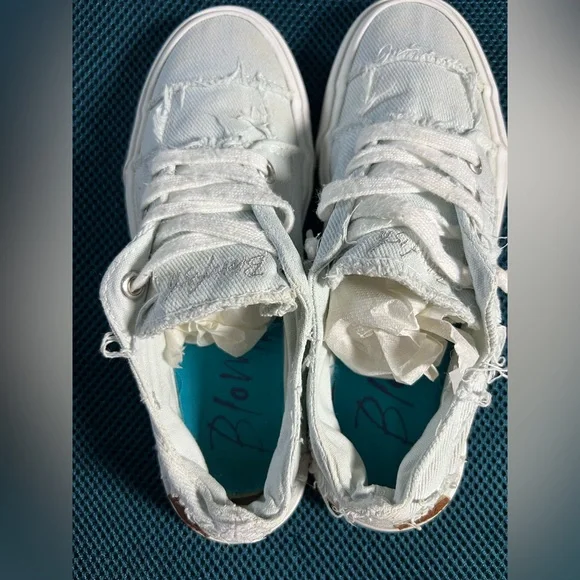 Blowfish Malibu slip on sneakers gray/green and white, size 7 - Picture 2 of 8